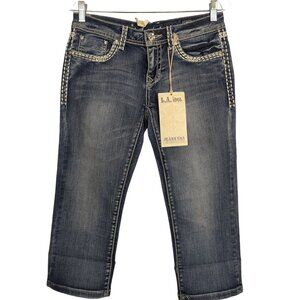 L.A. Idol Womens‎ Capri Jeans With Rhinestone Embellished Pockets Size 7 W30